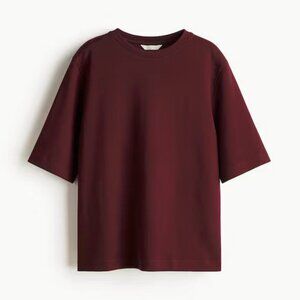 H&M Burgundy Boxy Interlock T-Shirt